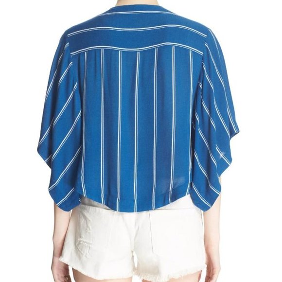 NWT Free People Stripe Kimono Sleeve Top Blue S - Picture 2 of 6